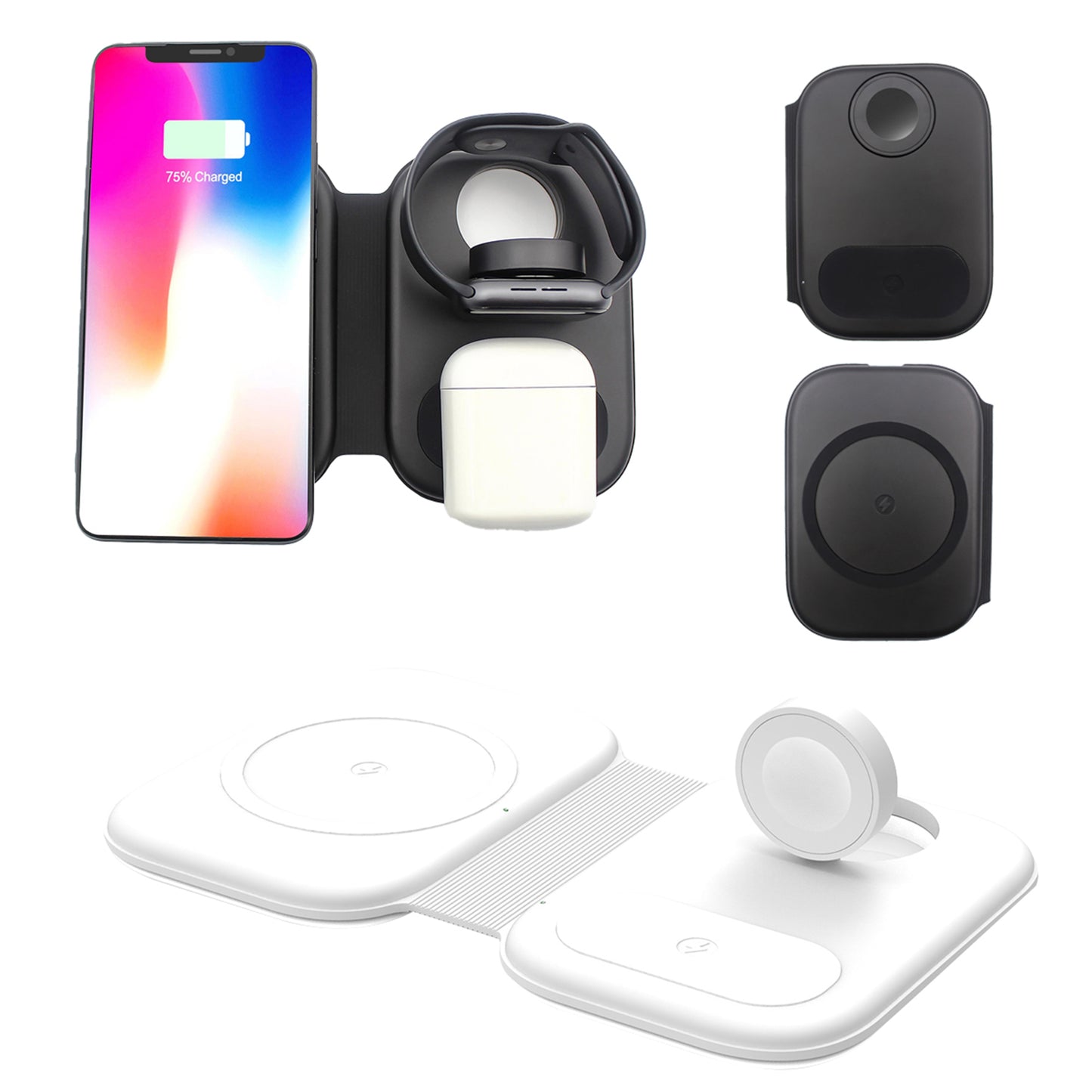 Magnetic Folding 3-in-1 Fast Wireless Charging Station - Convenient Charging for Phone, Watch, and Earbuds