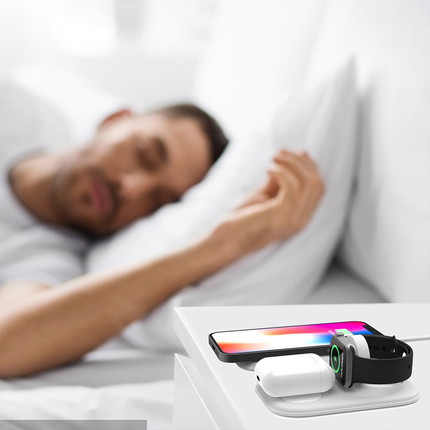 Magnetic Folding 3-in-1 Fast Wireless Charging Station - Convenient Charging for Phone, Watch, and Earbuds