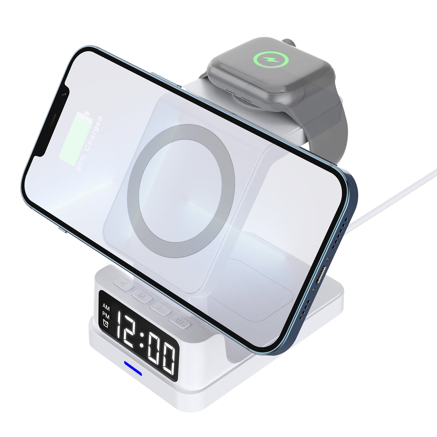 Wireless Charging Station for iPhone and Smartphone With Digital Alarm Clock