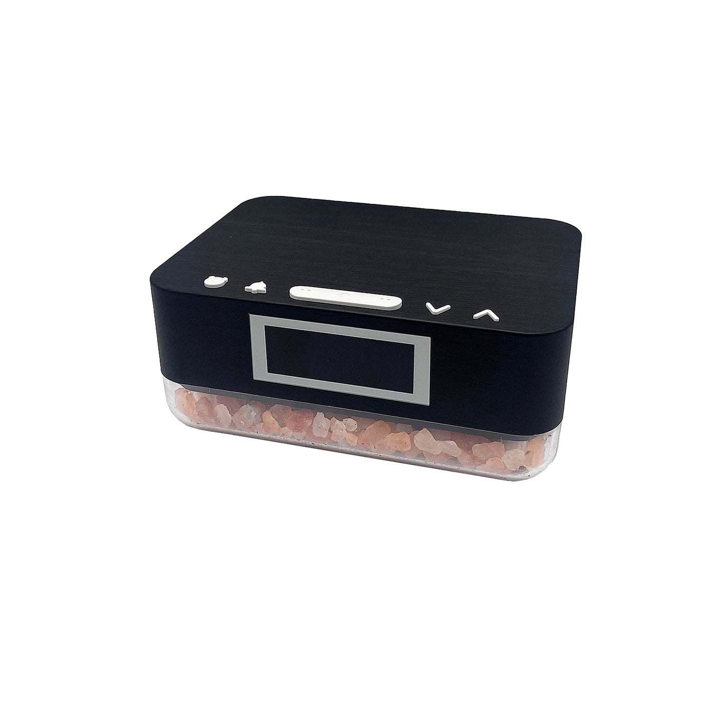 Wood Alarm Clock Wireless Charger with Himalayan Salt Base, 3 Level LED Lamp