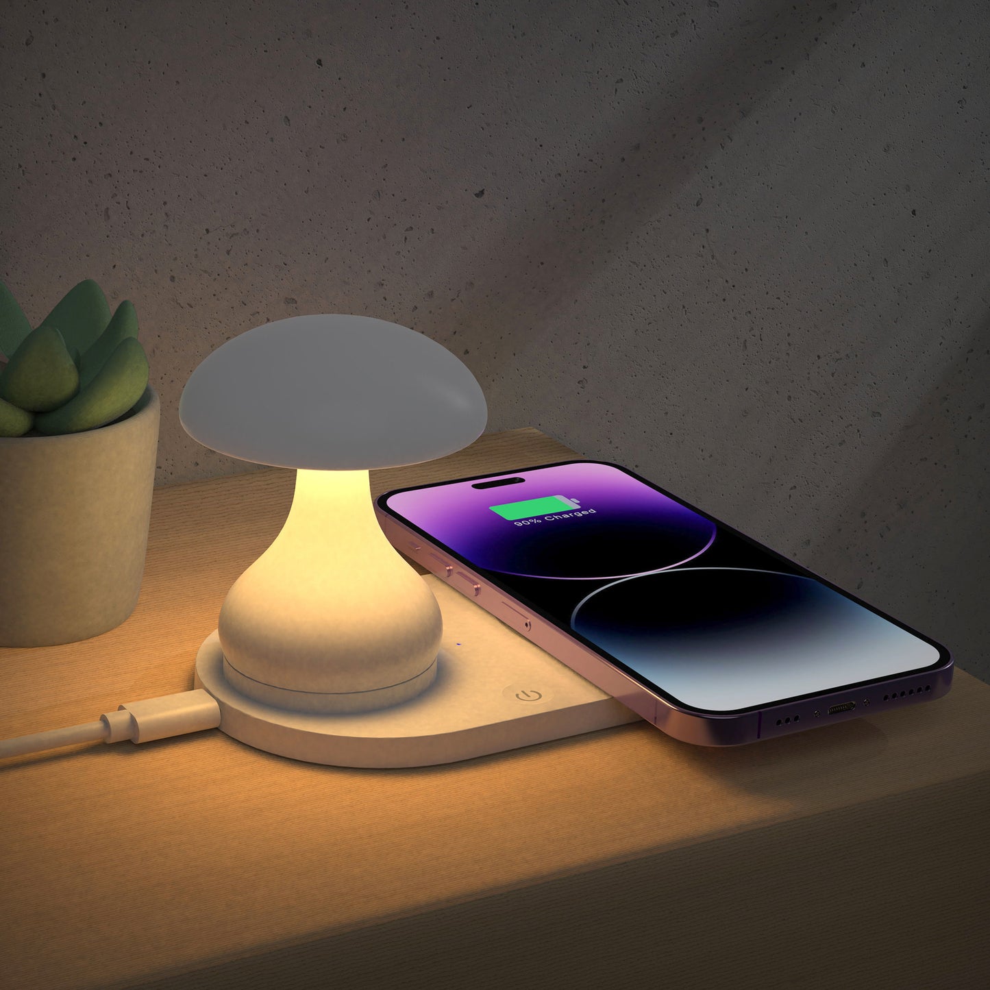 2-in-1 Mushroom Light Wireless Charger with Fast Charging