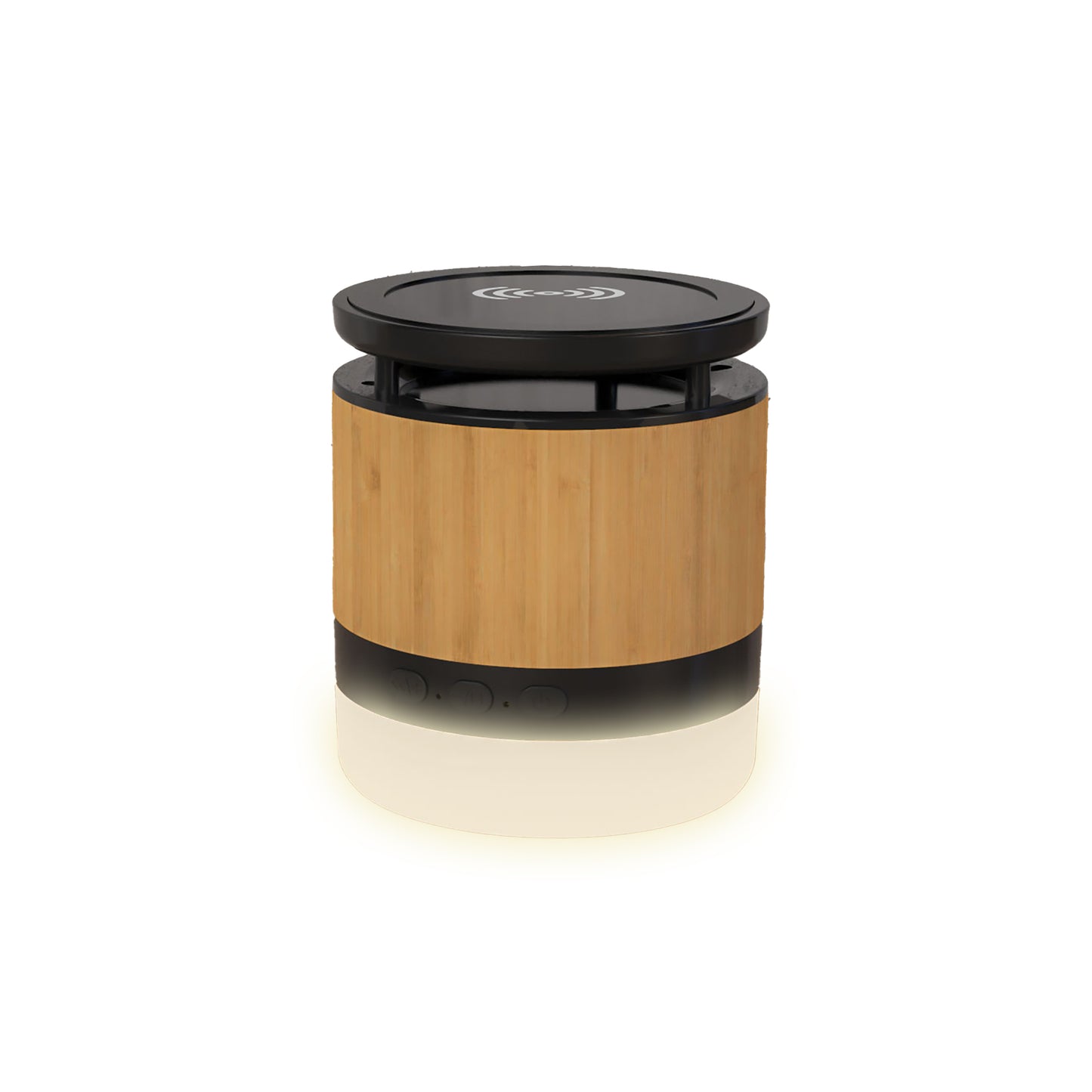 Wooden Bamboo Portable Mini Wireless Charger with LED Light, Black