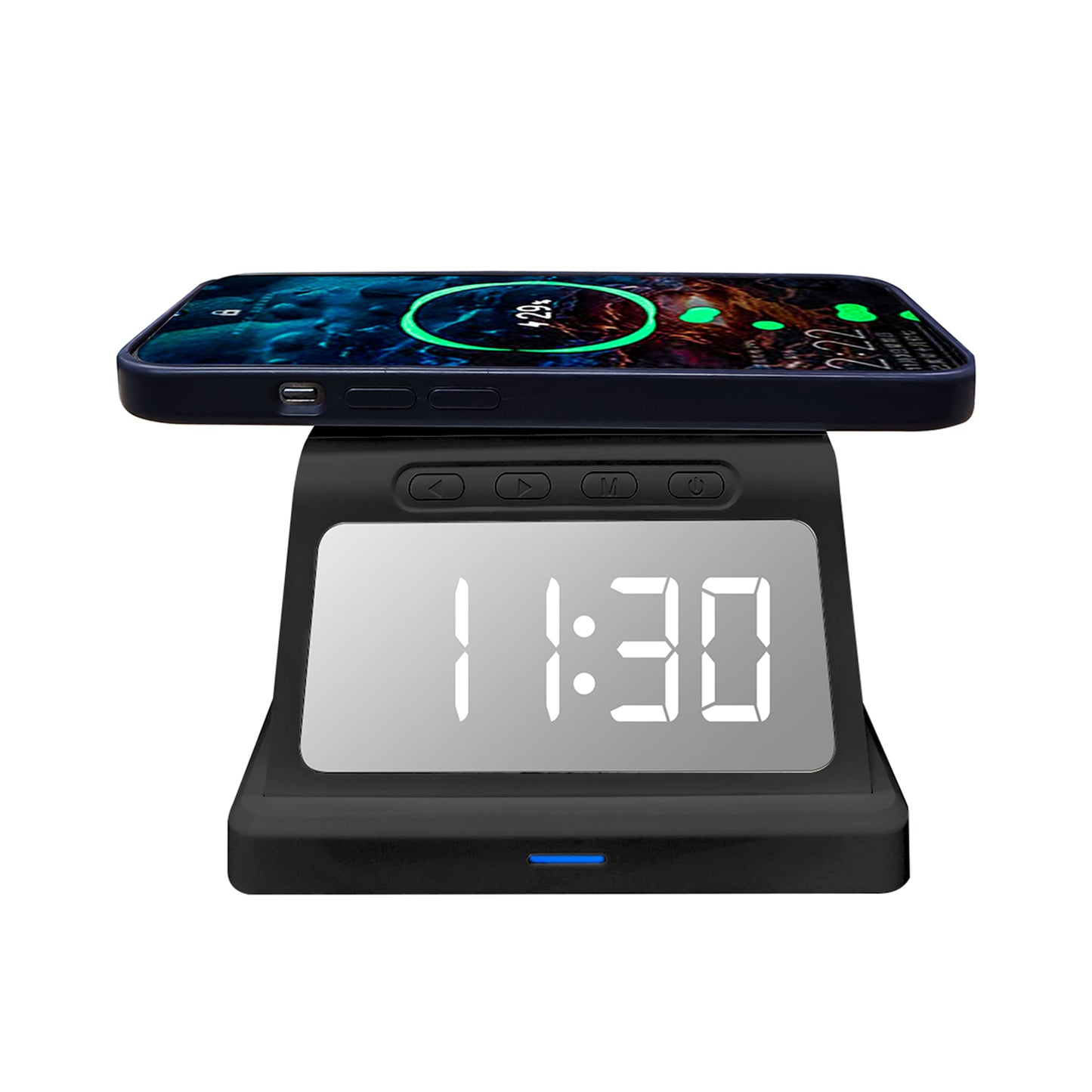 Wireless Charging Alarm Clock with 3 Alarms, 5 Brightness Settings, 15W Output, 12/24 Hour Mode