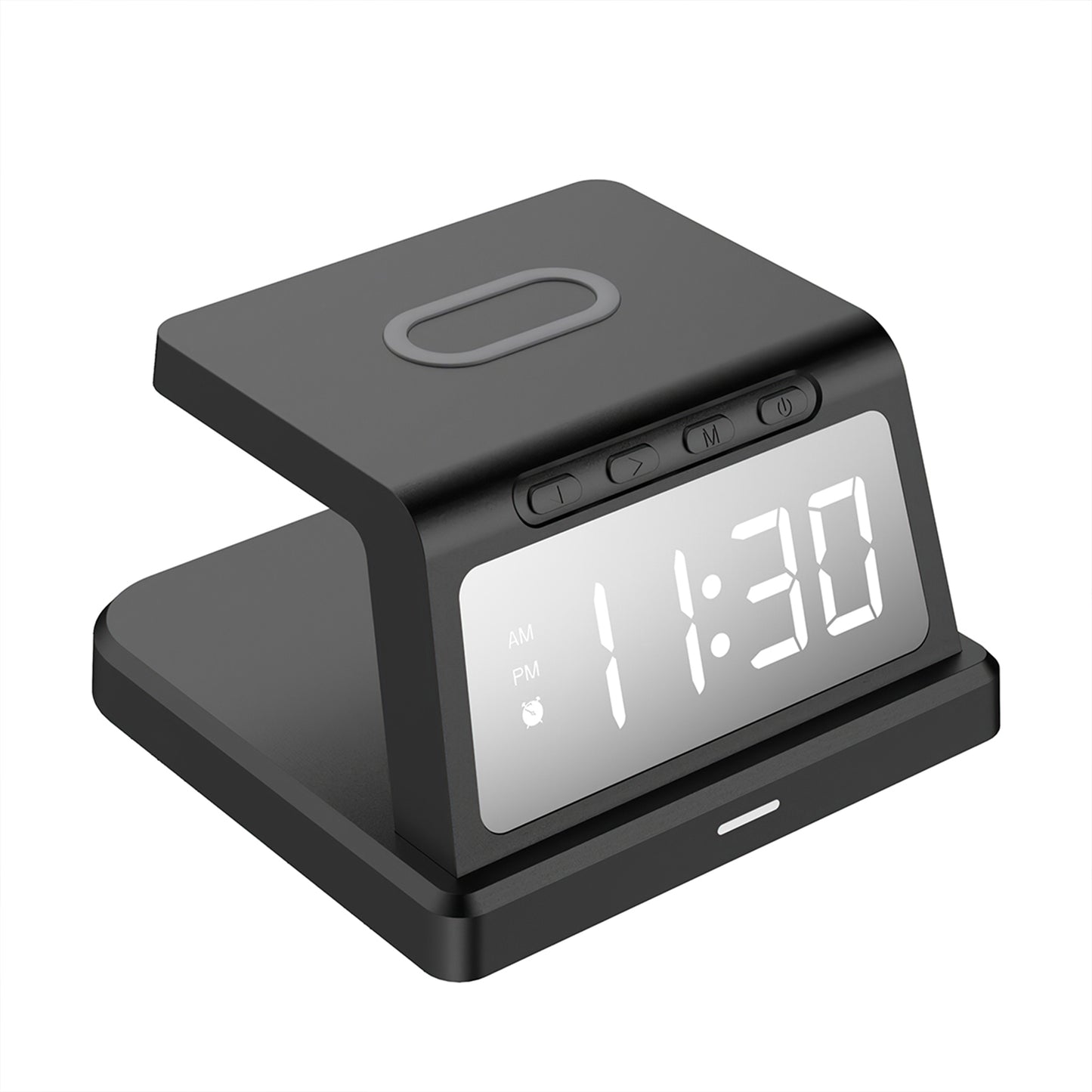 Wireless Charging Alarm Clock with 3 Alarms, 5 Brightness Settings, 15W Output, 12/24 Hour Mode