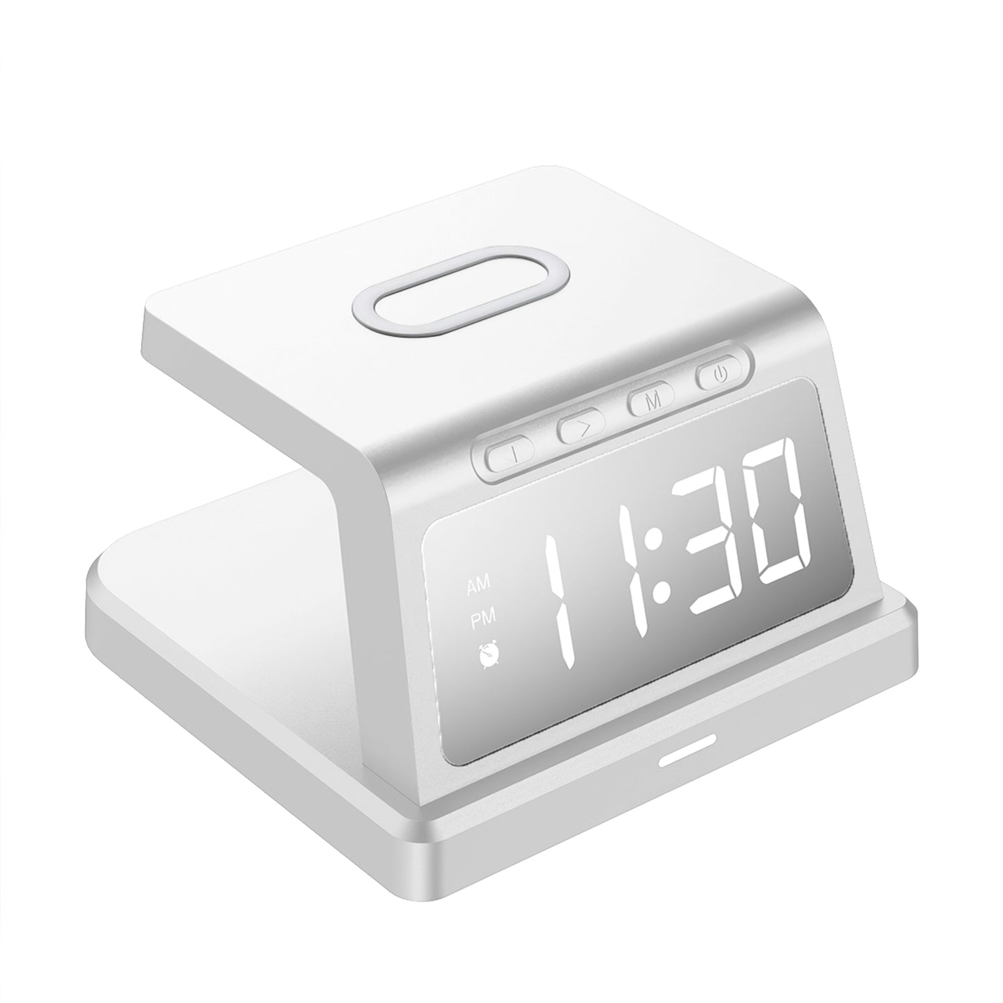 Wireless Charging Alarm Clock with 3 Alarms, 5 Brightness Settings, 15W Output, 12/24 Hour Mode