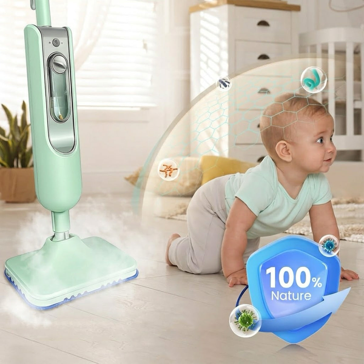 Steam Mop with 13.5 oz Water Tank – Adjustable Steam Floor Cleaner