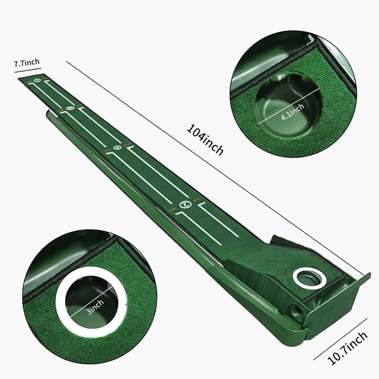 Golf Putting Mat Putting Green Indoor & Outdoor with Ball Return and 1 Hole