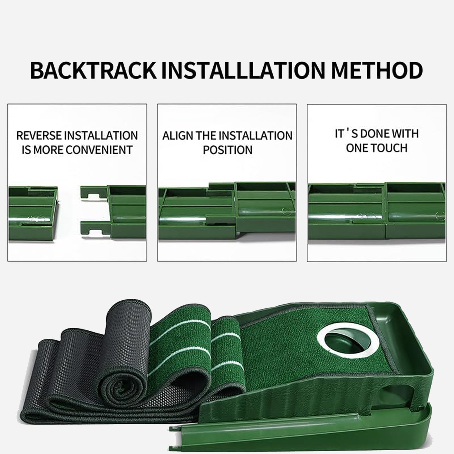 Golf Putting Mat Putting Green Indoor & Outdoor with Ball Return and 1 Hole