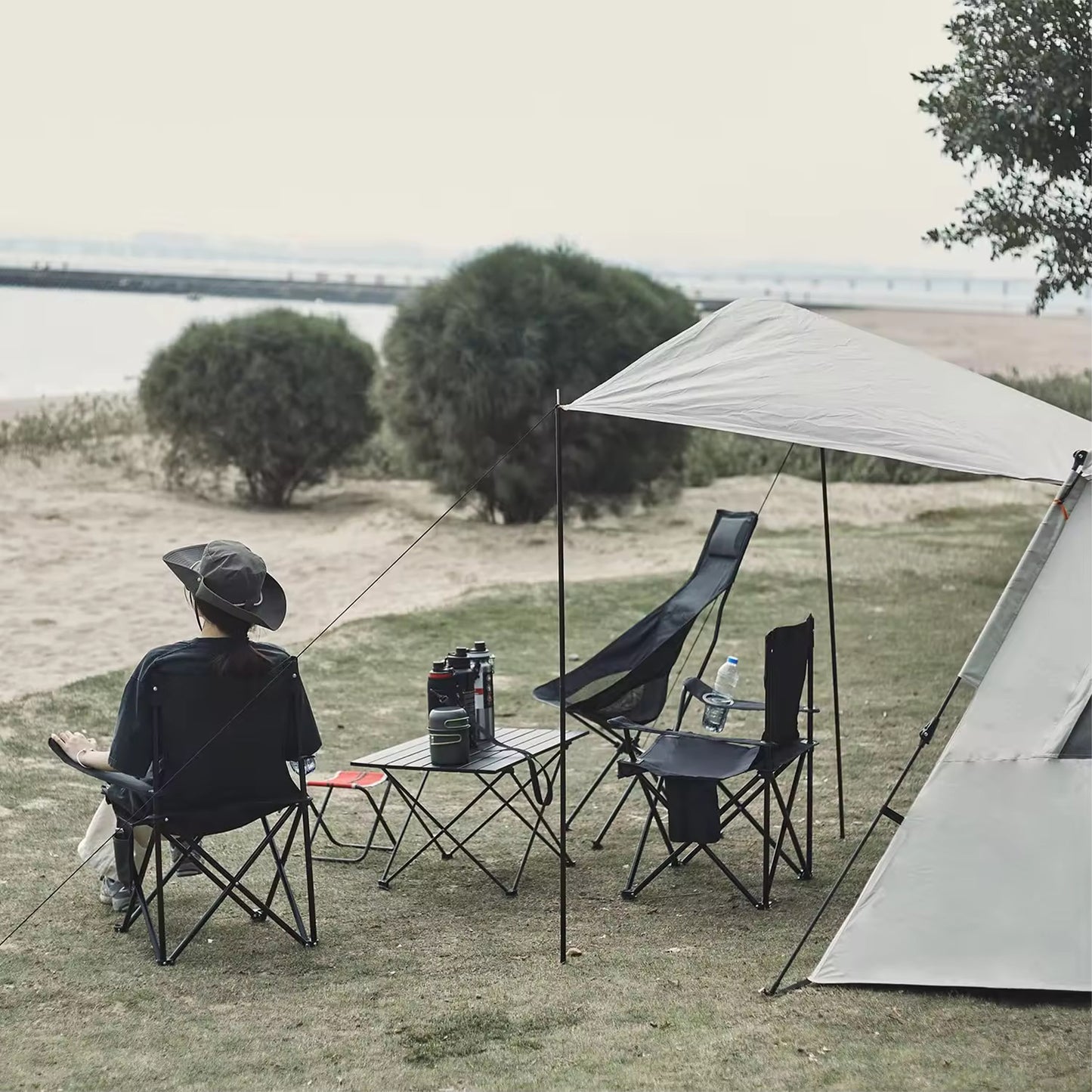 Foldable Camping Chair with Cup Holder & Carrying Case