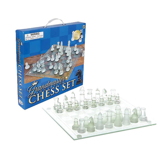 14" Glass Chess Set, Group Party Board Games, Chess Game Gift for Kids