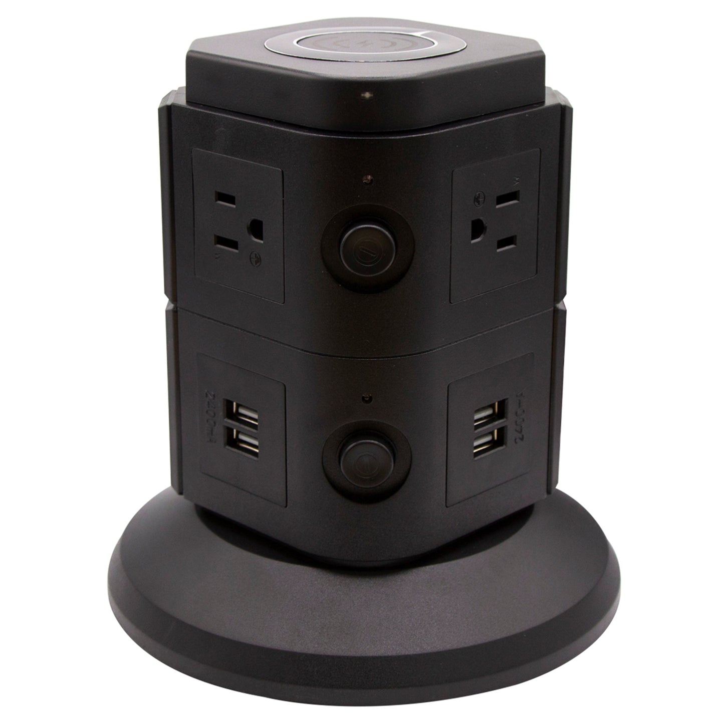 Power Strip Tower with Wireless Charger - 6 Outlets, 4 USB Ports, 6ft Cable