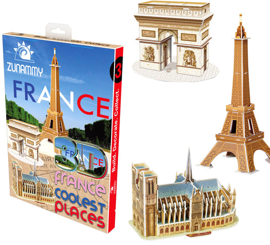 3D France Travel 30-Pieces Puzzle Pop up Models for Kids