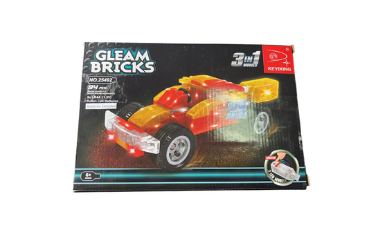 Gleam Bricks 94 Pieces 3 in 1 Race Car Model Toy for 6+ Aged Kids