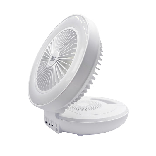Mini Music Player System with Fan, Portable Super Bass Speaker with LED Light