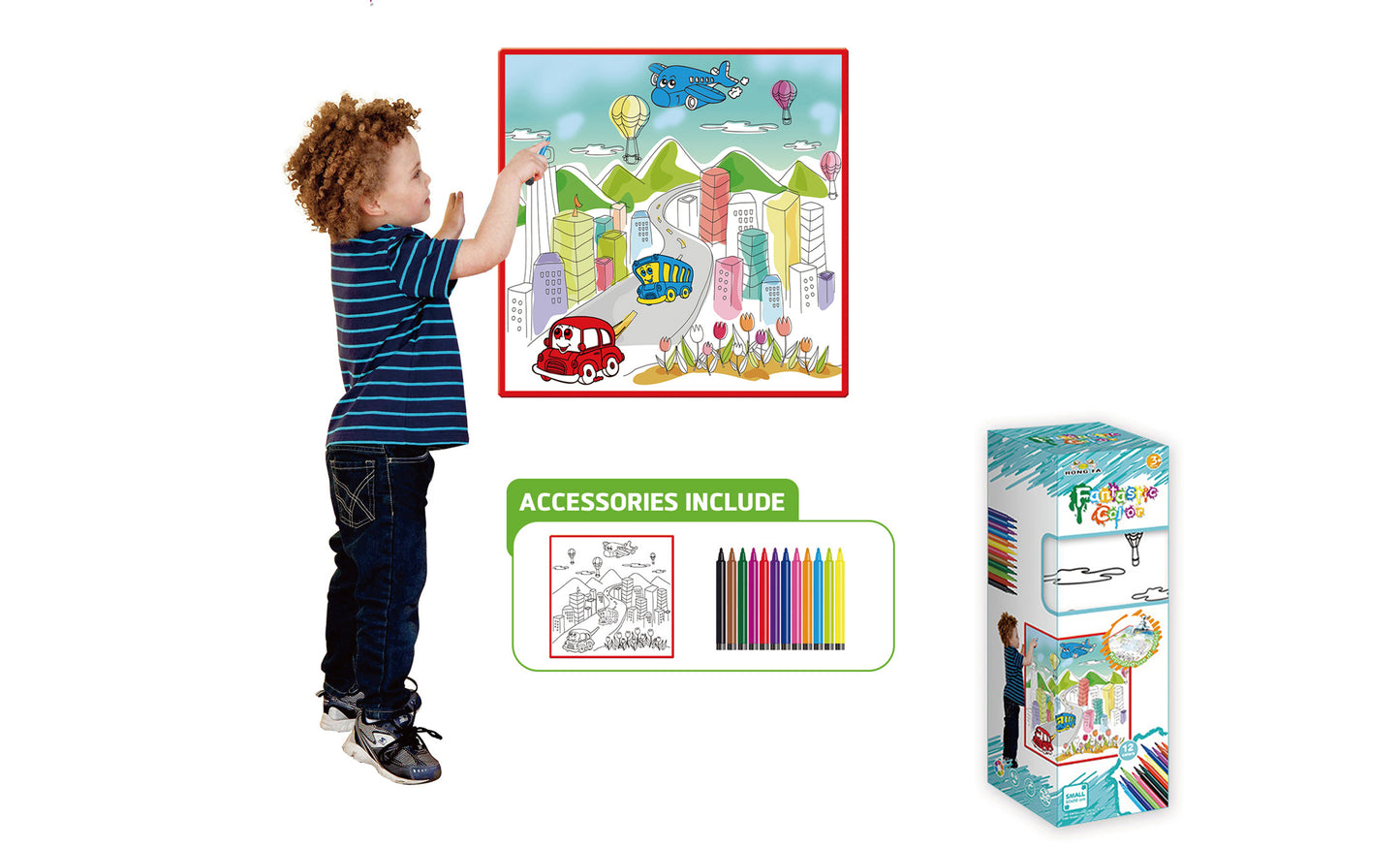 Kids Fantastic Washable Coloring Play Painting Mat with Washable Markers, 50CM * 50CM