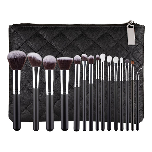 15-Piece Cosmetic Brush Set with Travel Bag