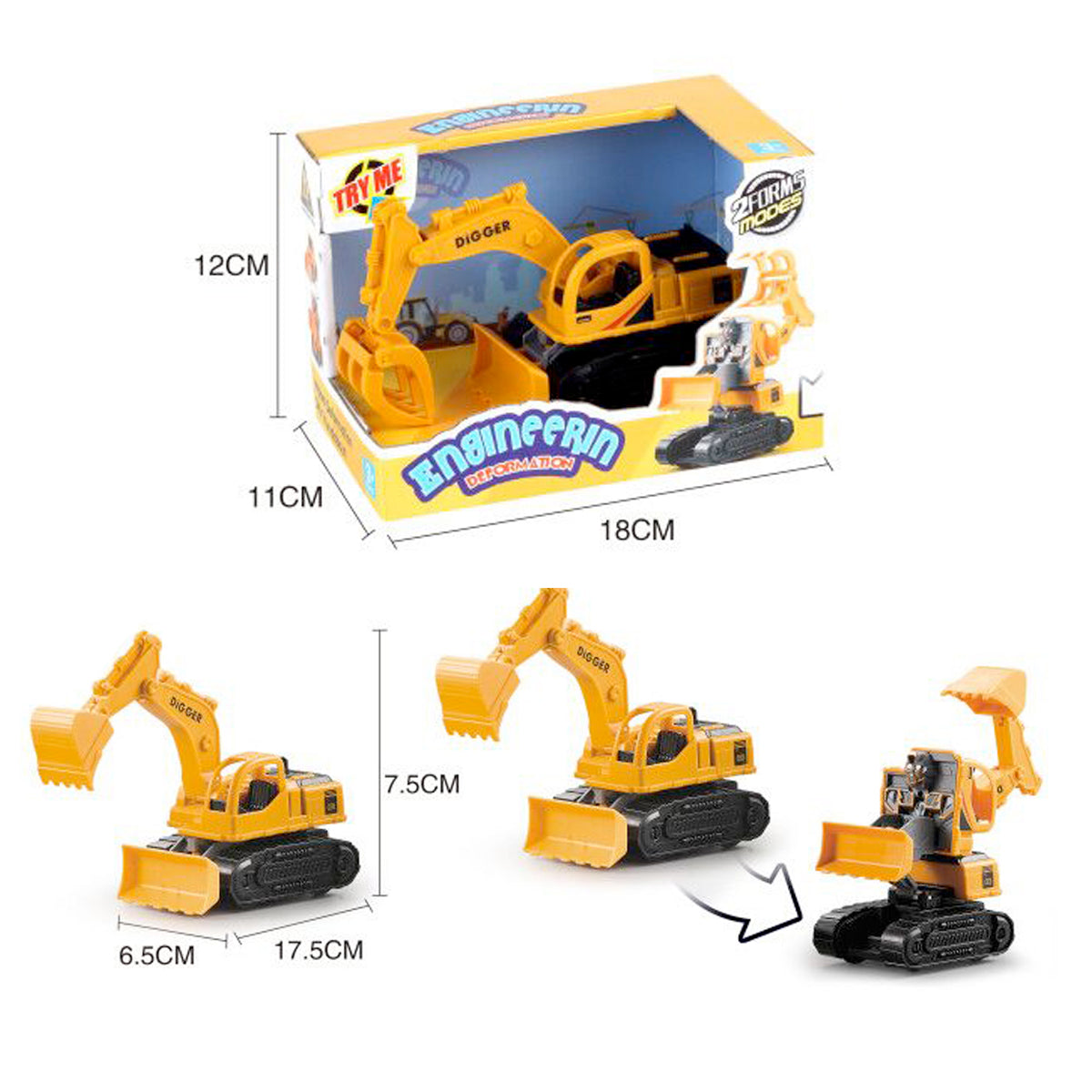 Engineering Deformation Excavator Robot Toy for Kids