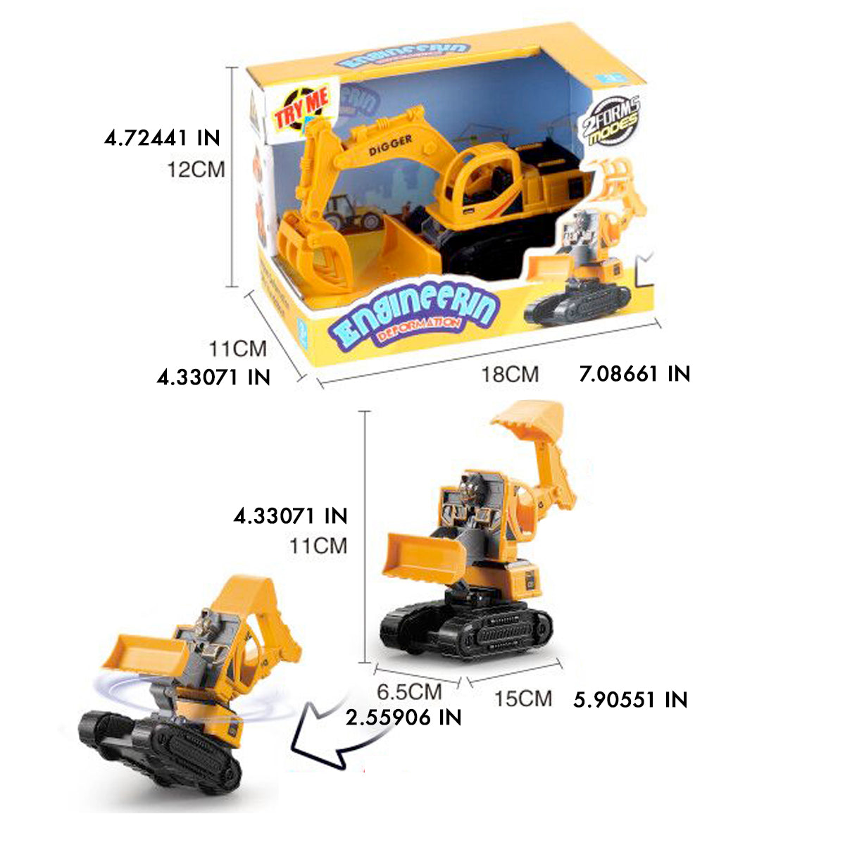 Engineering Deformation Excavator Robot Toy for Kids