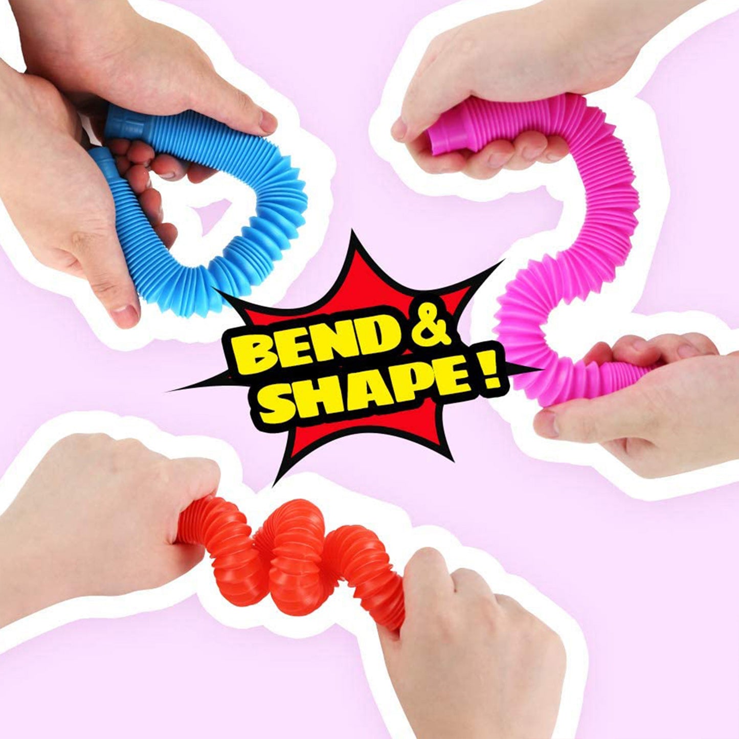 6 Packs Colorful DIY Fidget Pop Tube Toys for Kids, 27 inches Stretched Tube