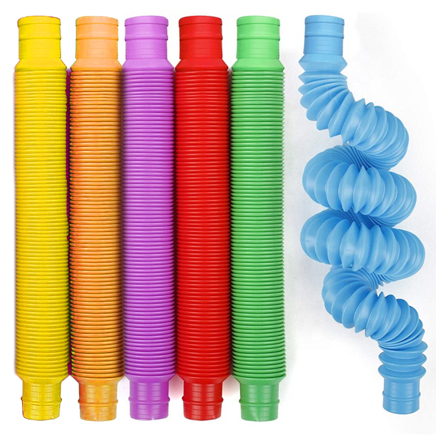 6 Packs Colorful DIY Fidget Pop Tube Toys for Kids, 27 inches Stretched Tube