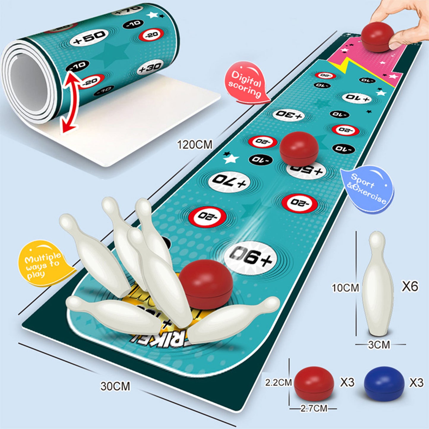 Bowling Sports Competition Table Game for Family Party, Bowling Boardgame for Kids, Multi Players Indoor Sports Table Game