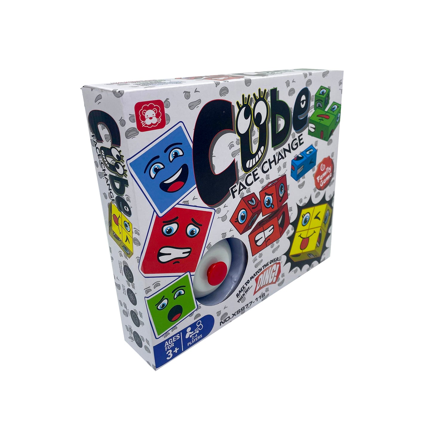 Face Change Board Game with 16 Cubes and Game Bell, 2-4 Players Party Game