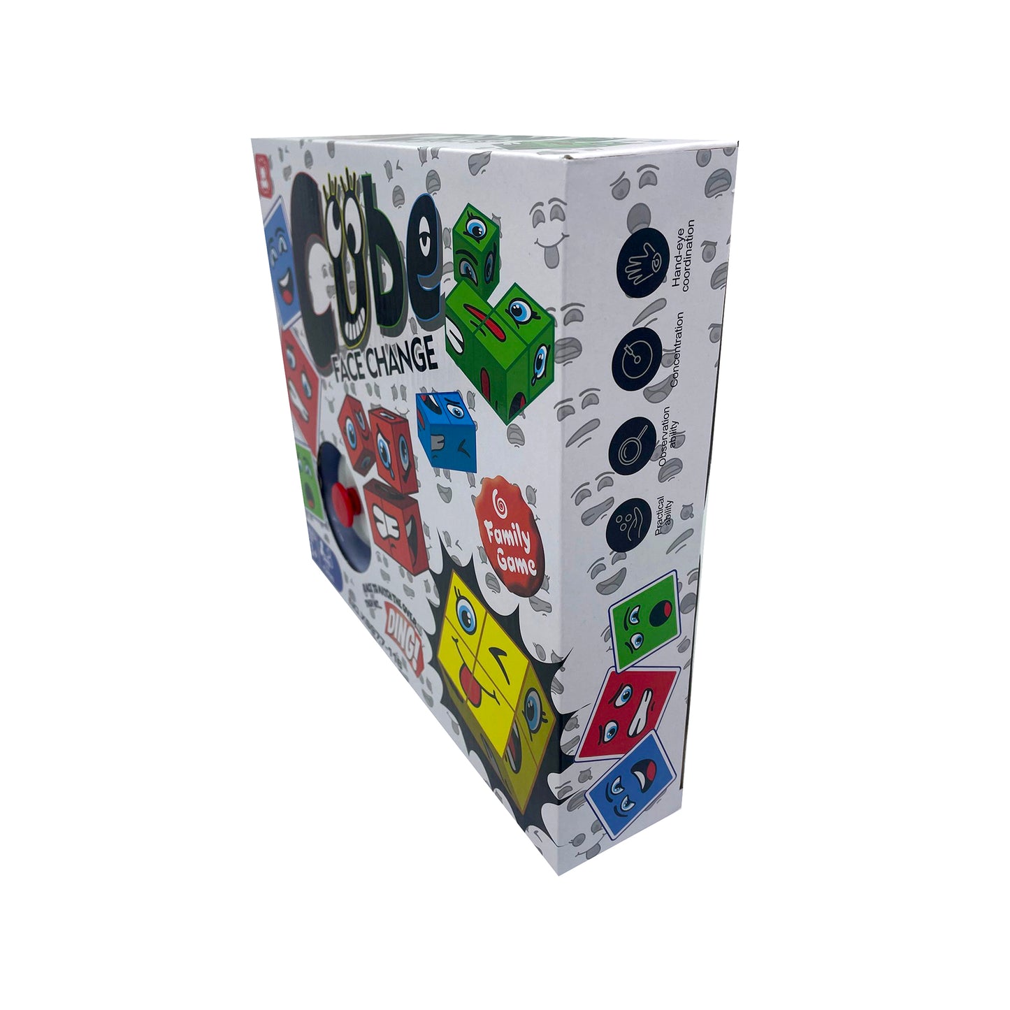 Face Change Board Game with 16 Cubes and Game Bell, 2-4 Players Party Game