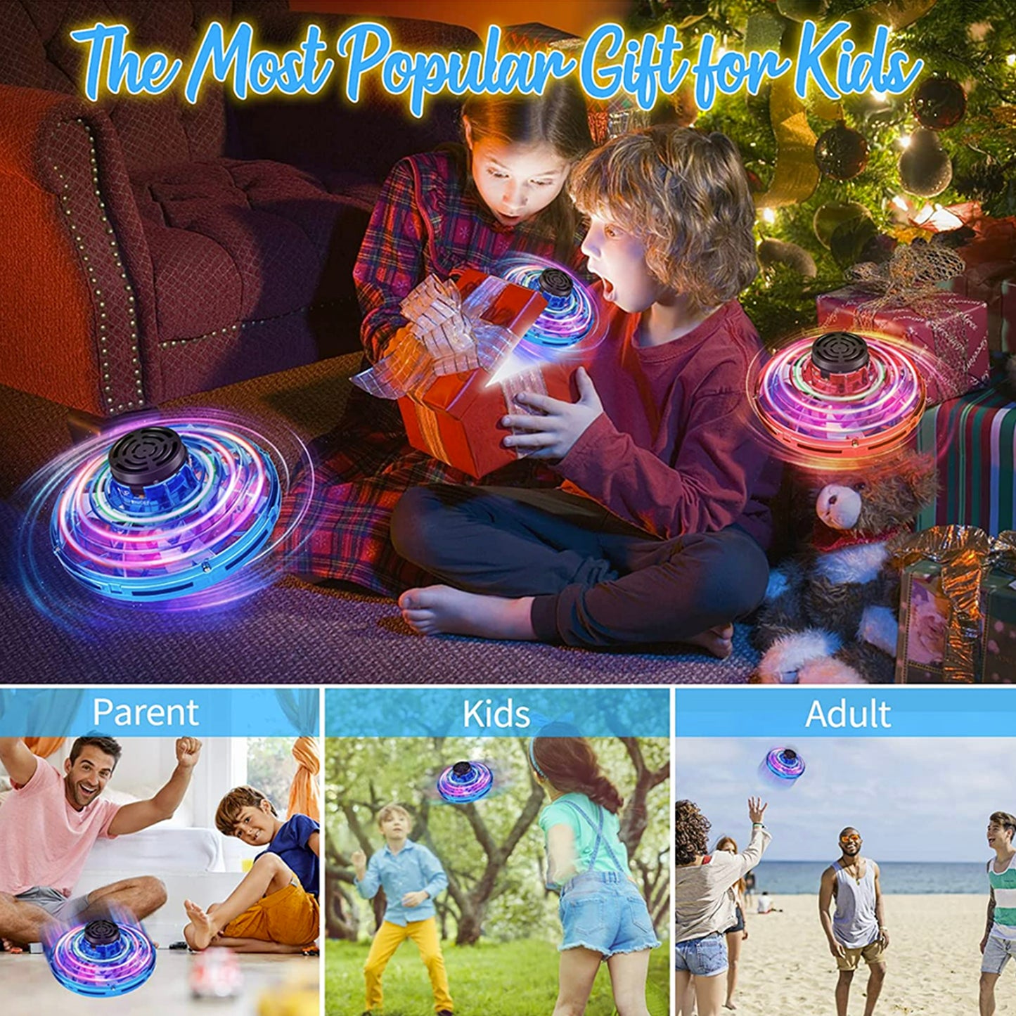 Flying Mini UFO Toy for Kids with RGB Lights, USB Fast Charging Flying Ball Creative Toy