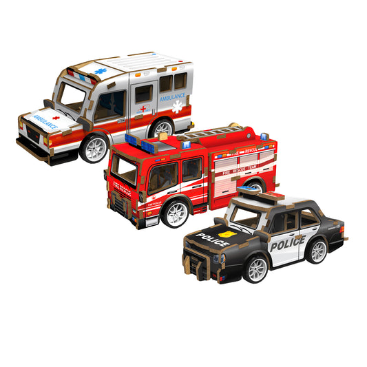 3 Pack DIY Wood Vehicles Toy