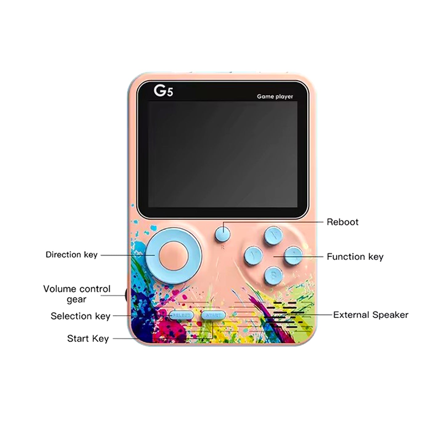 Built-in 500 Retro Games G5 Mini Retro Video Game Console with 3.0 Inch Full-color Screen, Orange