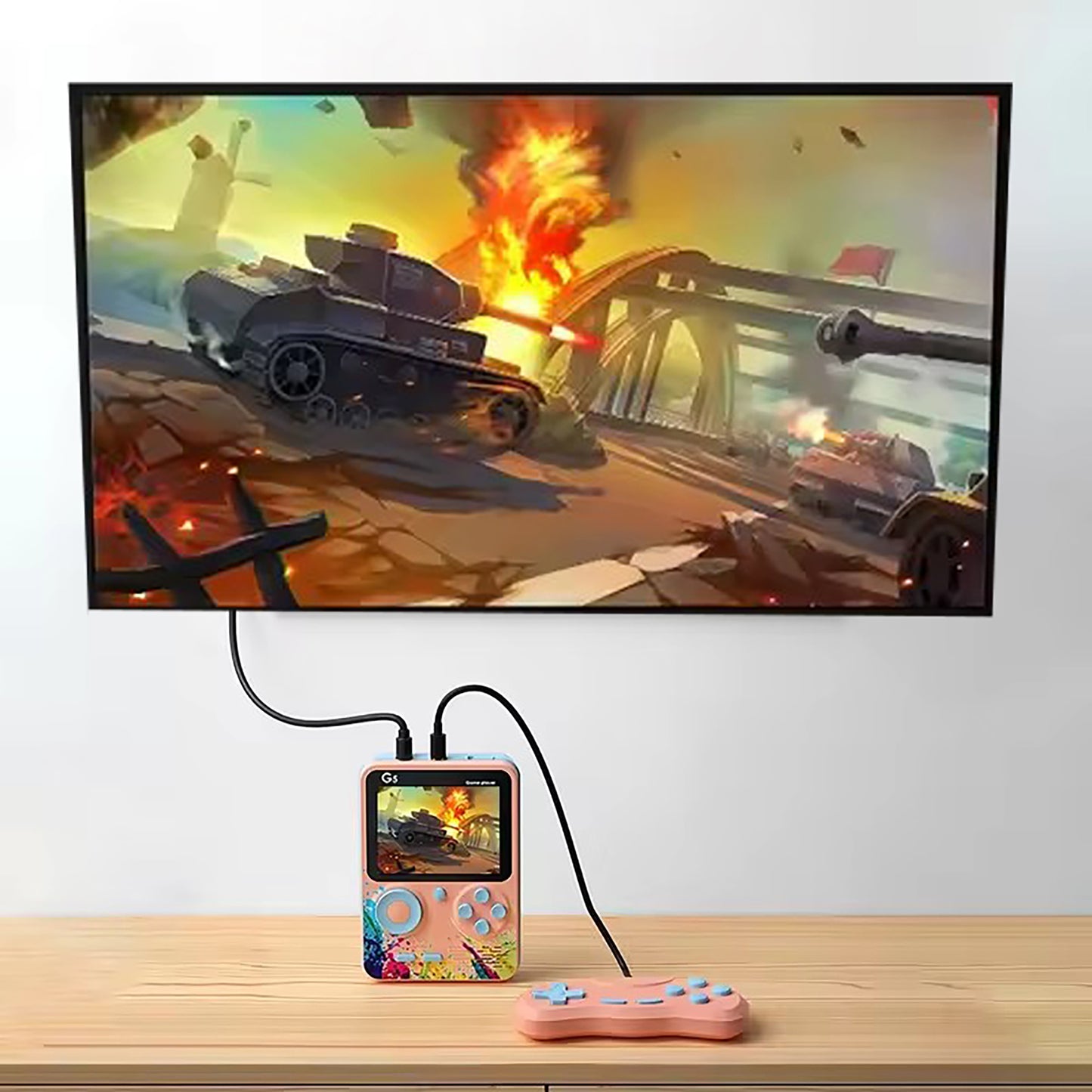 Built-in 500 Retro Games G5 Mini Retro Video Game Console with 3.0 Inch Full-color Screen, Orange