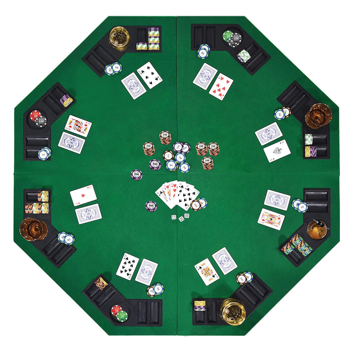 48-Inch Foldable 8-Player Poker Tabletop with Carrying Bag