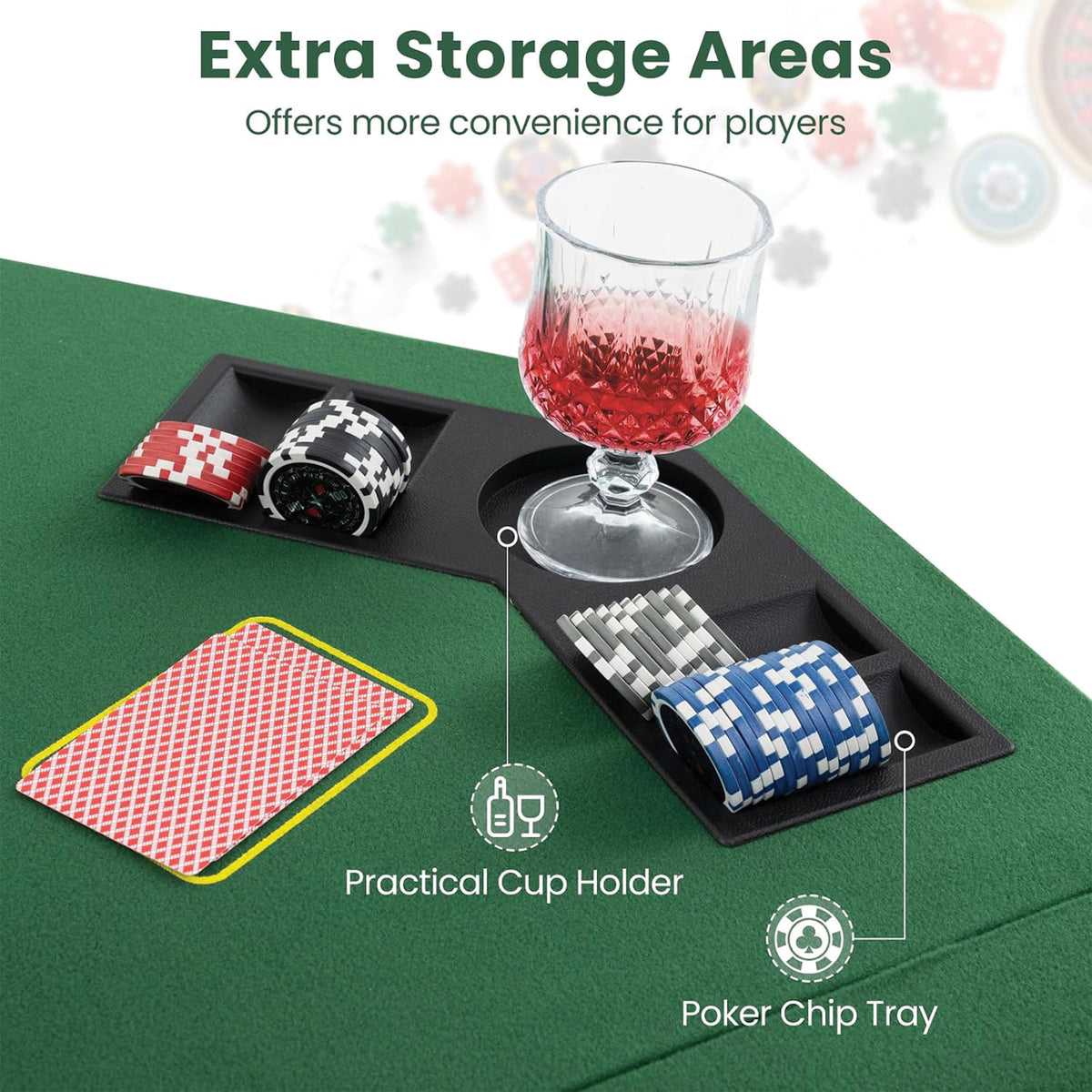 48-Inch Foldable 8-Player Poker Tabletop with Carrying Bag