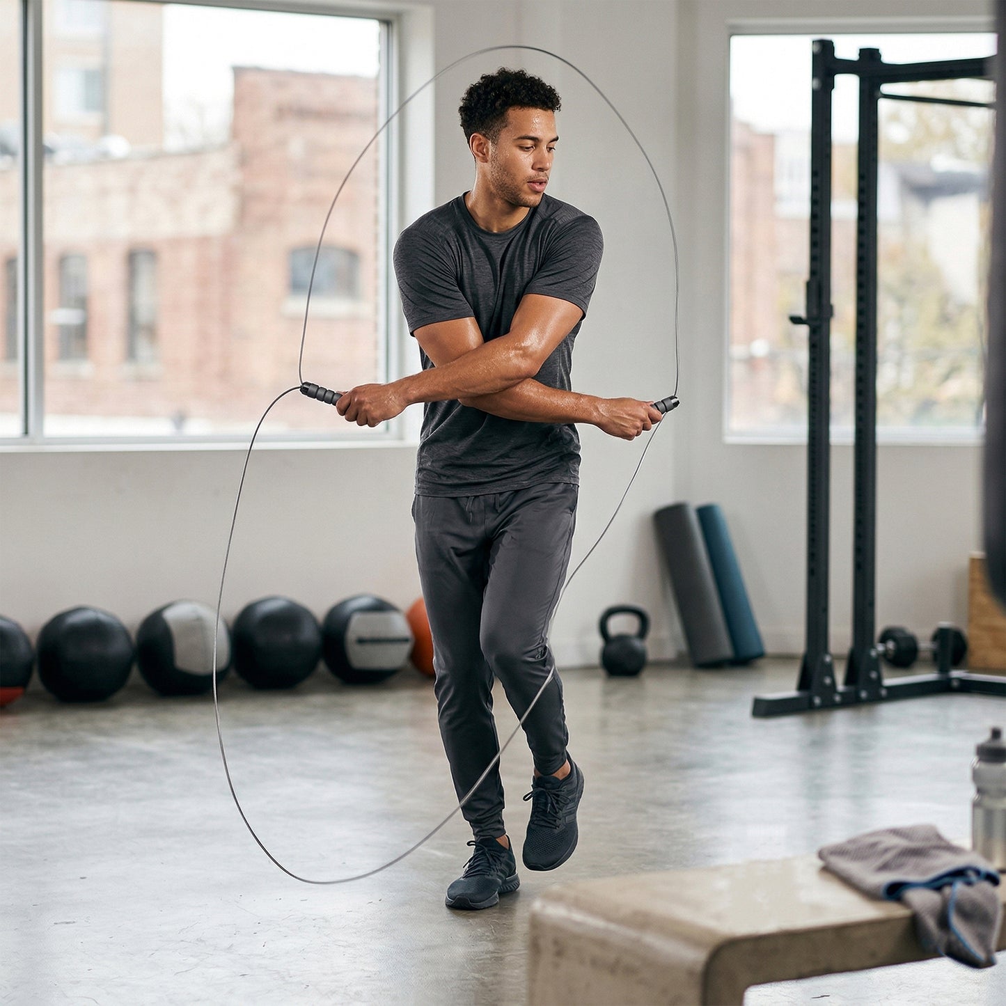Weighted Jump with Removable Iron Handles, 9' Adjustable Cord