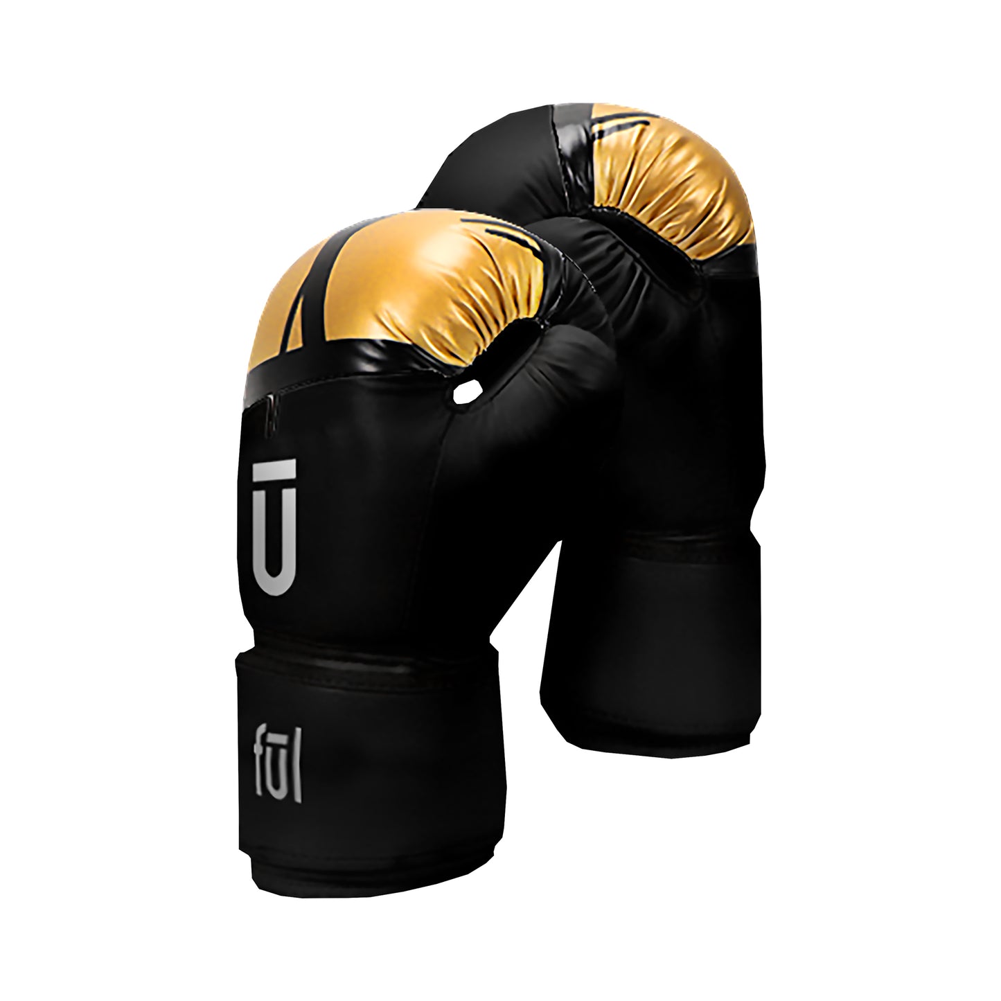 Tear Resistant Boxing Gloves with Padd Wrist Strap, Gold and Black Color