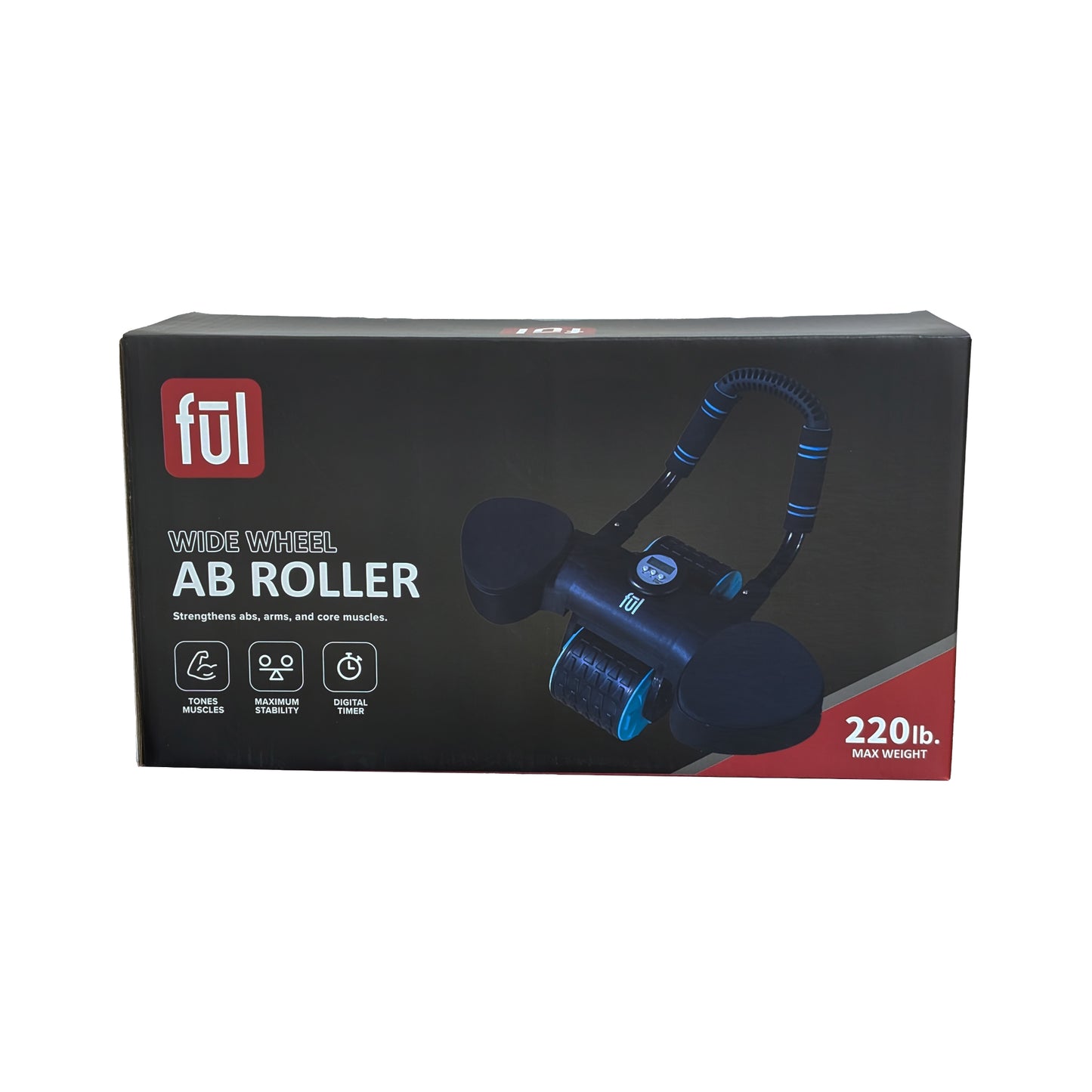 Exercise Wide Wheel AB Roller with Built-in Springs and Digital Timer
