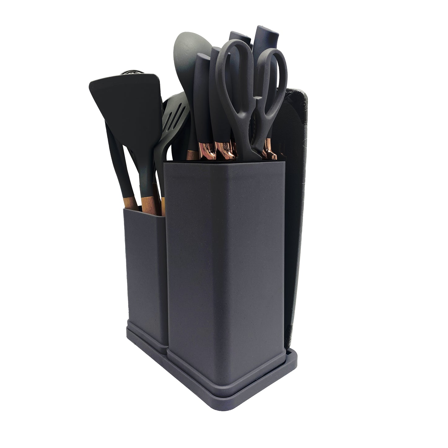 Premium 19-Piece Cooking Utensils and Knife Block Set with Mini Cutting Board