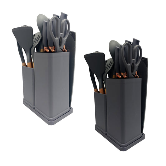 Premium 19-Piece Cooking Utensils and Knife Block Set with Mini Cutting Board