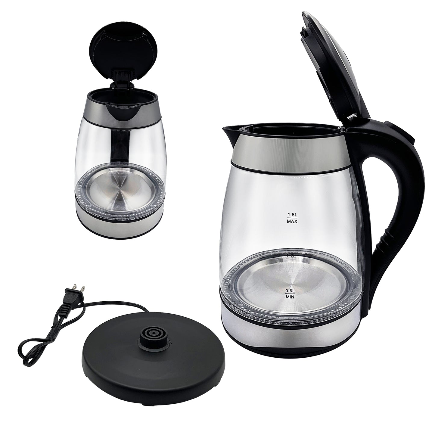 Cordless Speed-Boil Stainless Steel Electric Kettle with LED Illuminate Light, 1.8L Capacity