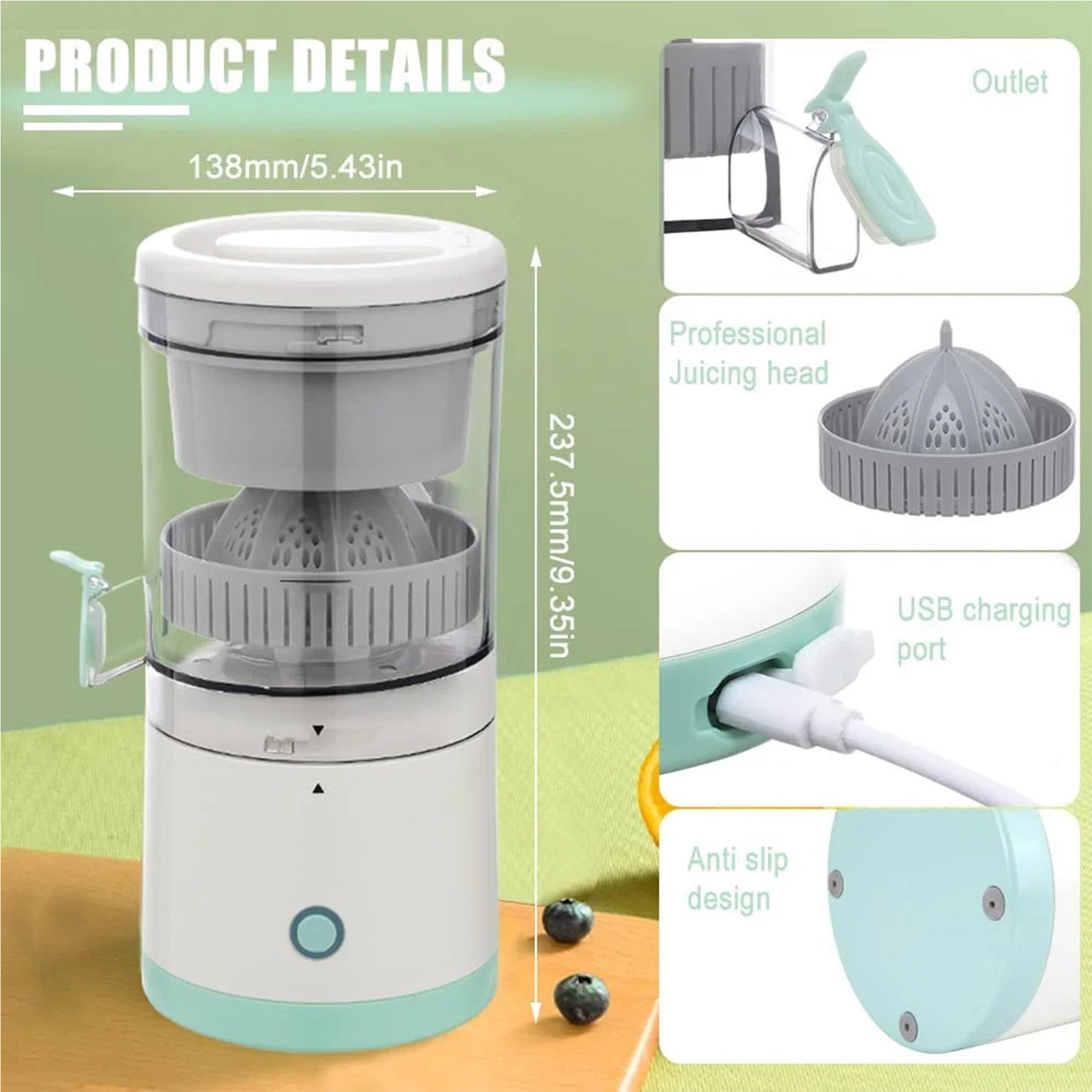 Compact Rechargeable Juicer with One-Touch Operation