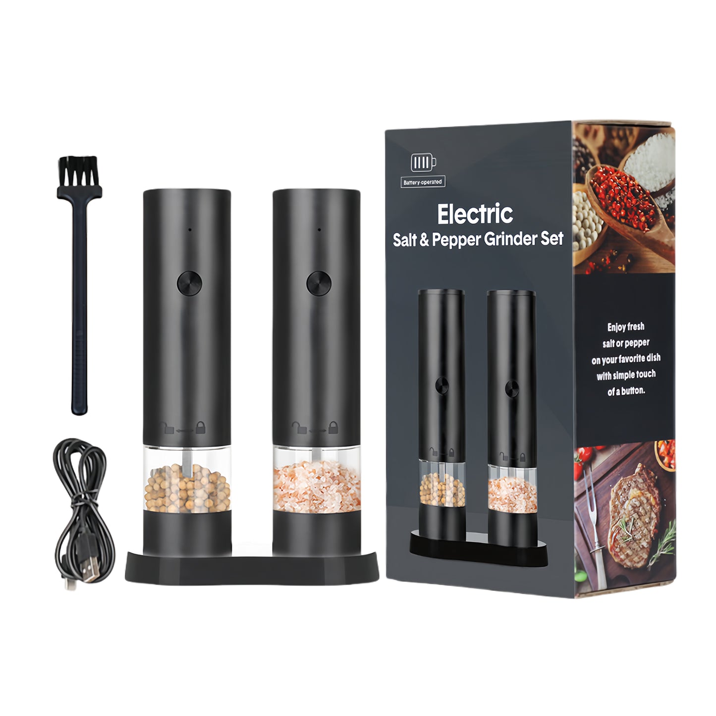 Electric Salt & Pepper Grinder Set