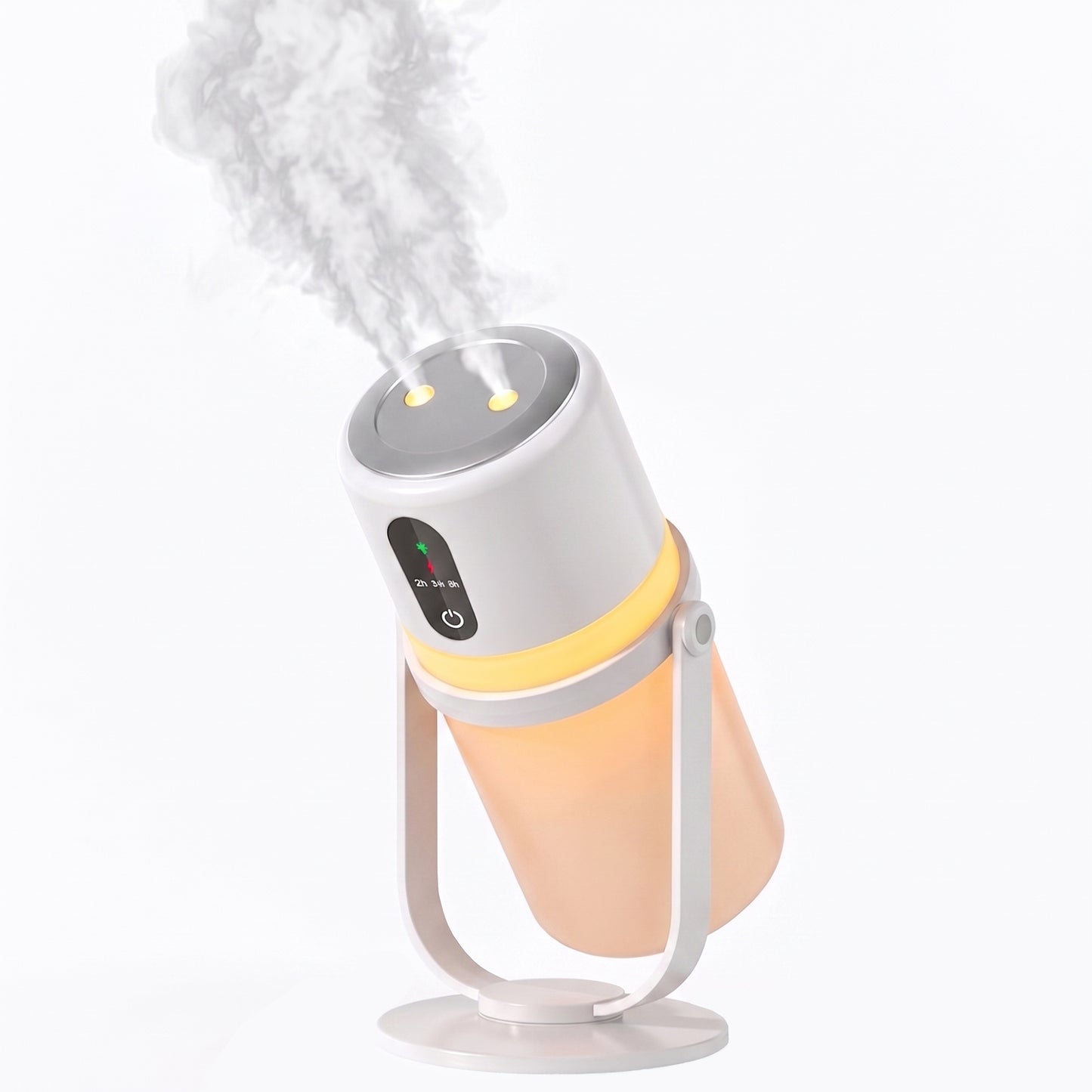 Portable Dual-Mist Humidifier with Ambient Night Light, White