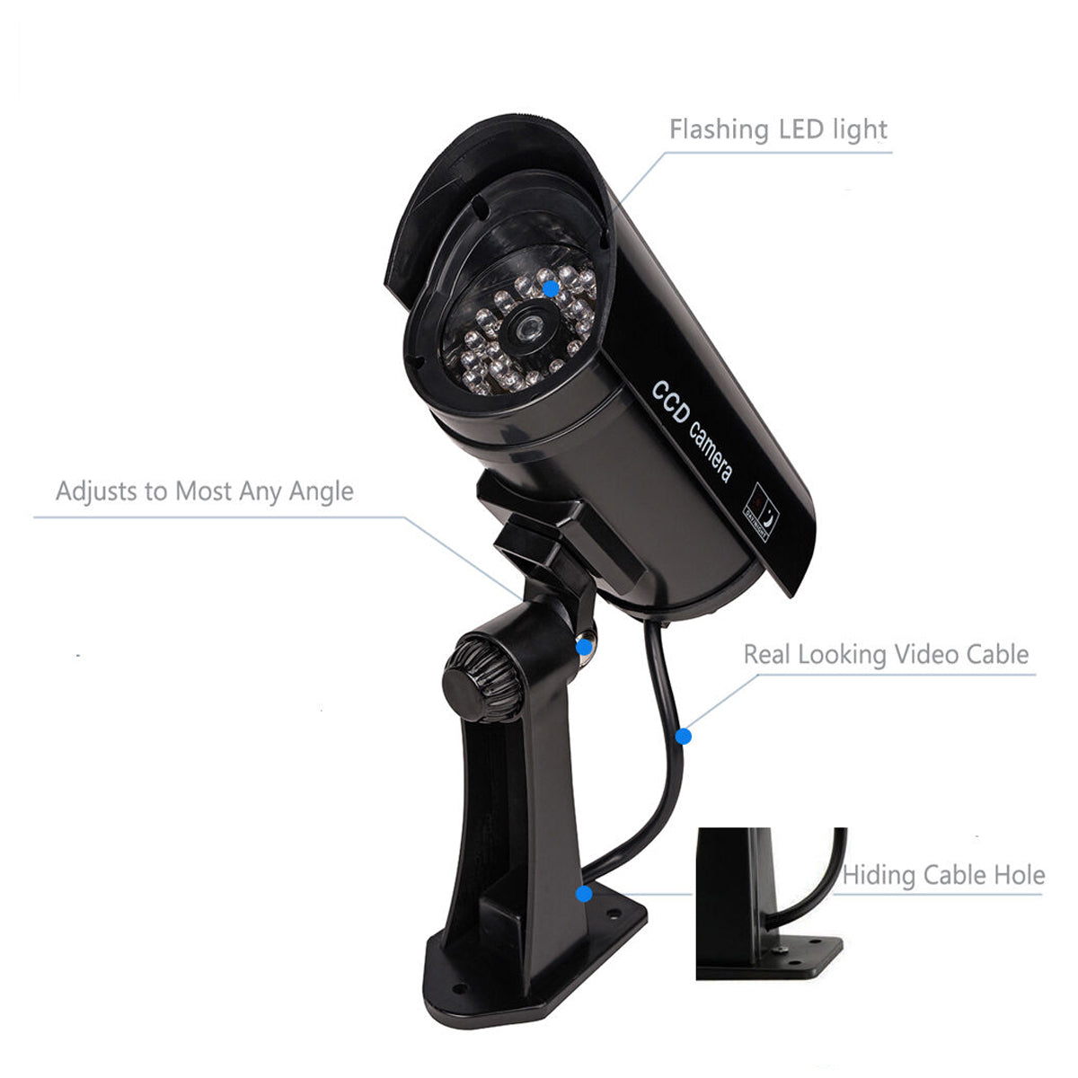 Dummy CCTV Security Camera With a RED Flashing Light,1.5x6.5x15.5cm