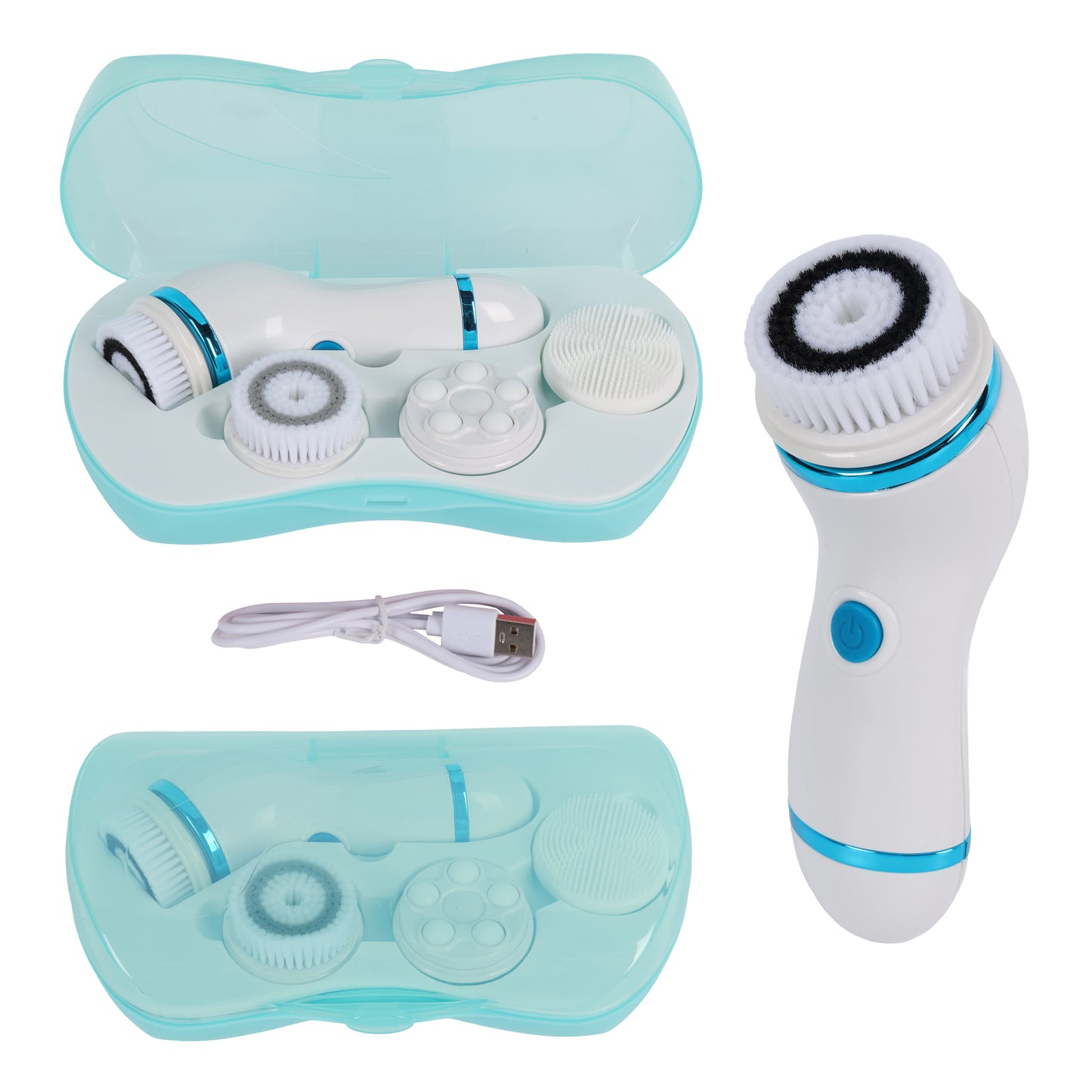 Facial Cleansing Brush Set with 4 Brushes Rotation Spin