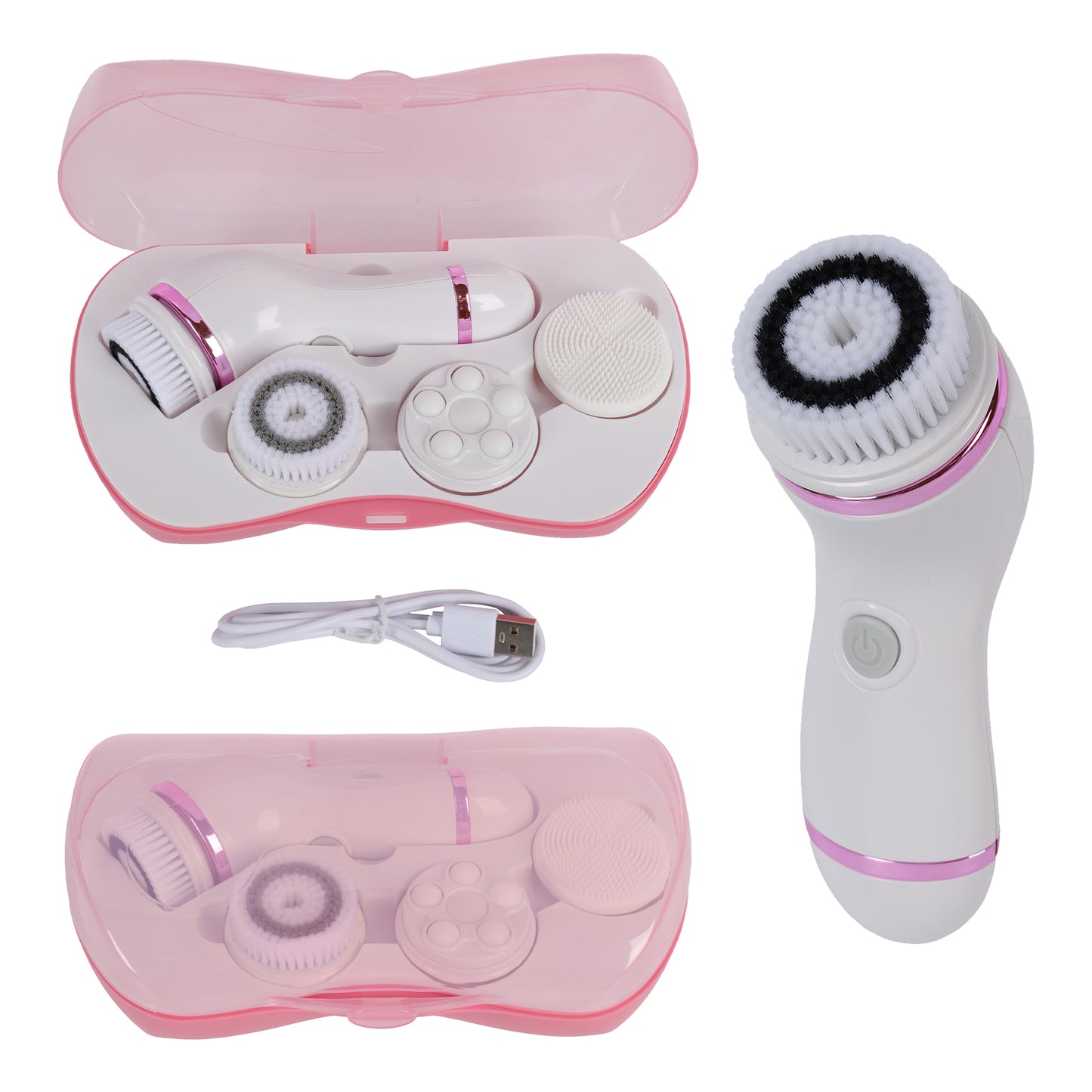 Facial Cleansing Brush Set with 4 Brushes Rotation Spin