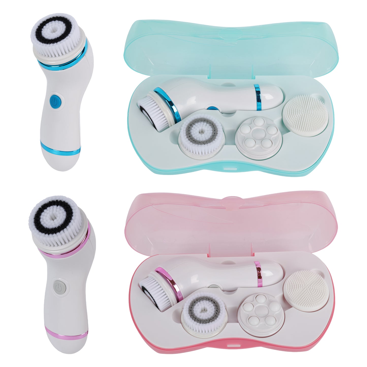 Facial Cleansing Brush Set with 4 Brushes Rotation Spin