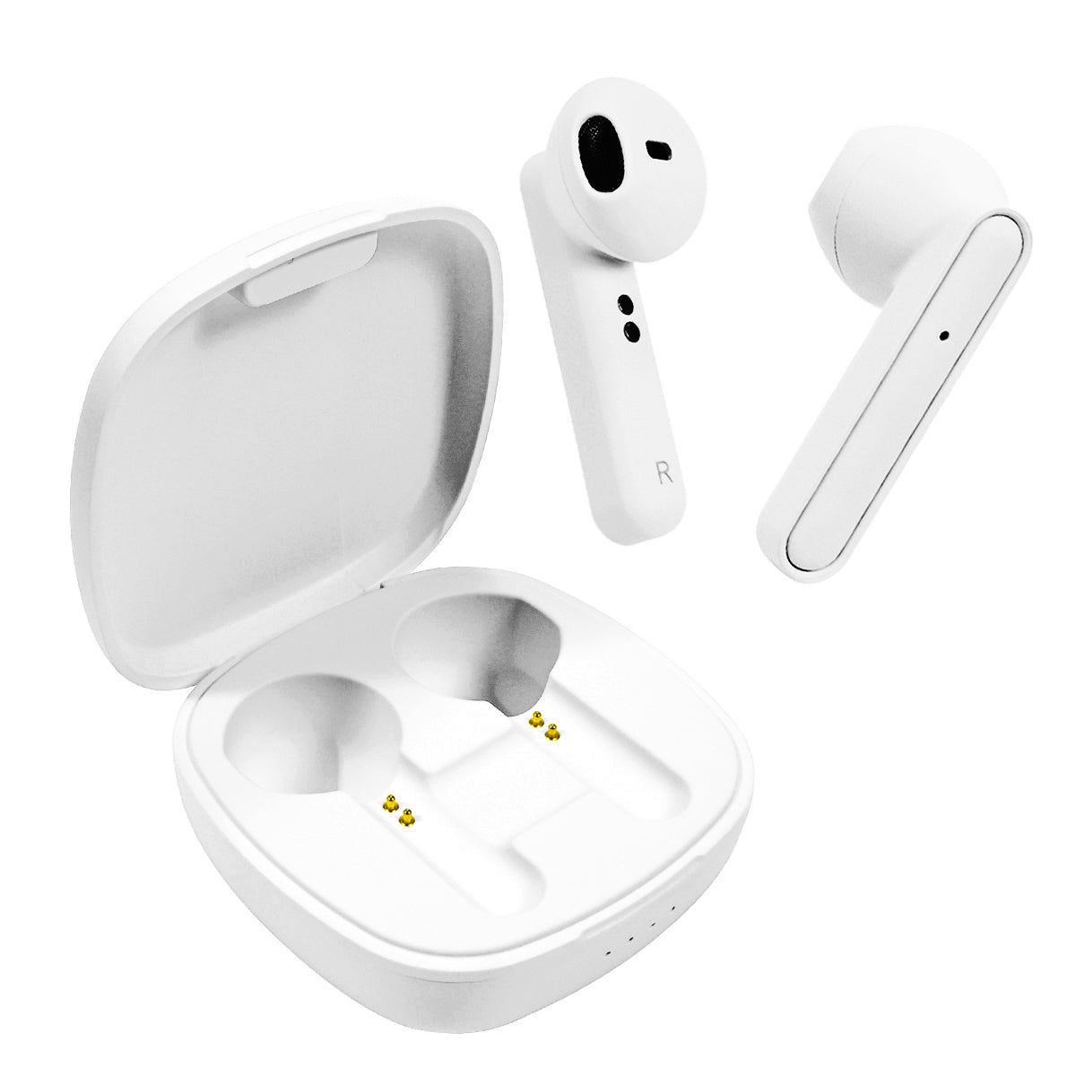 Wireless Earbuds with Matching Rubberized Charging Case White
