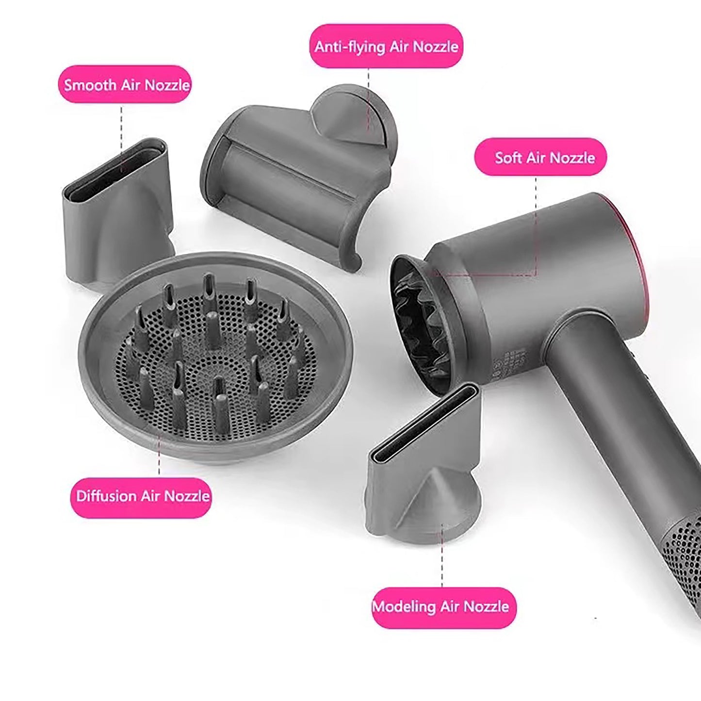 3-Speed Hair Dryer with 5 Attachments and Advanced Temperature Control