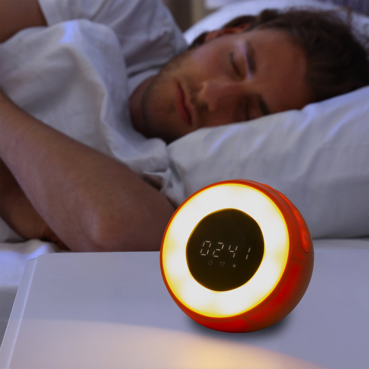 Alarm Clock with Built-in Air Purifier, Sound Machine, Wireless Bluetooth Speaker, and LED Lamp