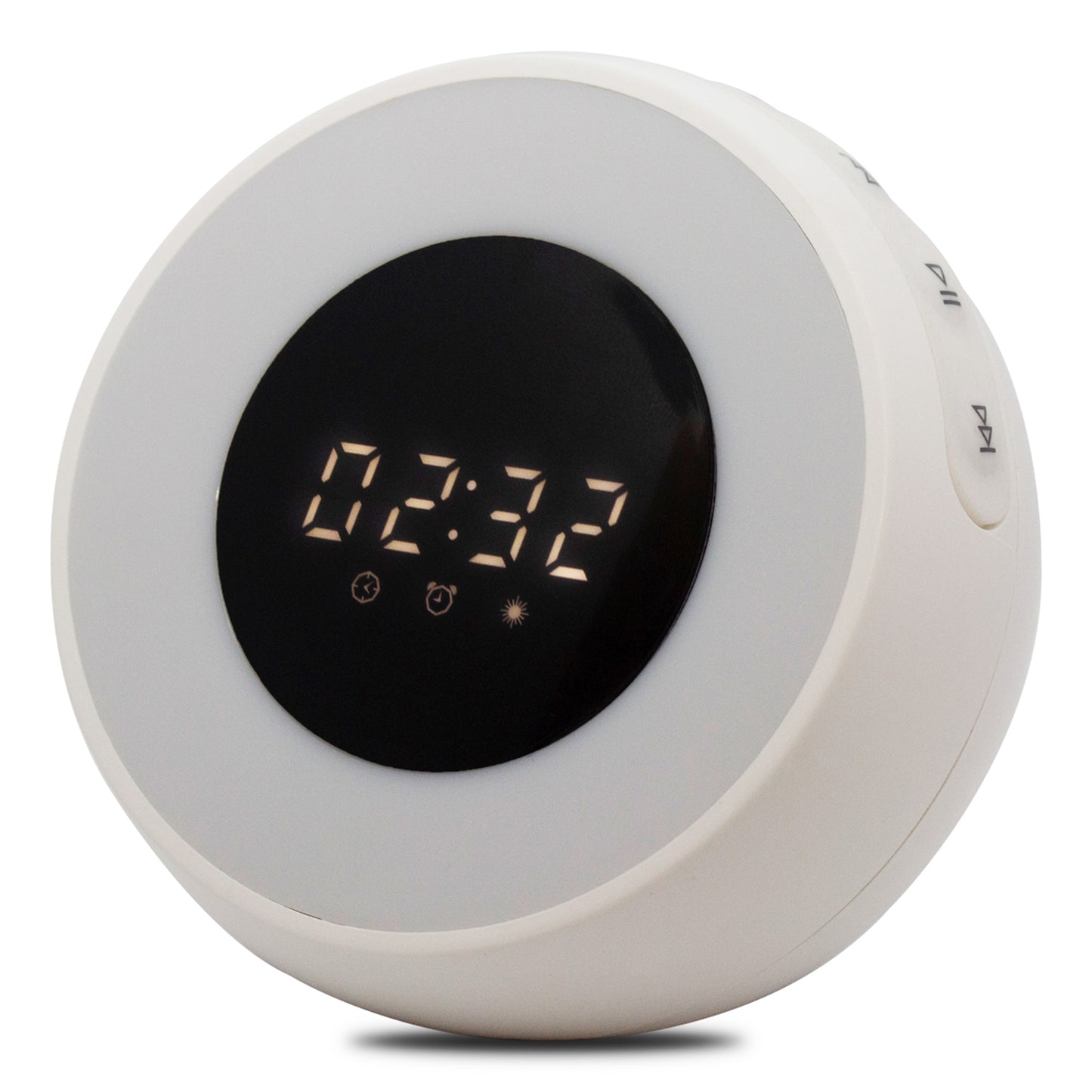 Alarm Clock with Built-in Air Purifier, Sound Machine, Wireless Bluetooth Speaker, and LED Lamp
